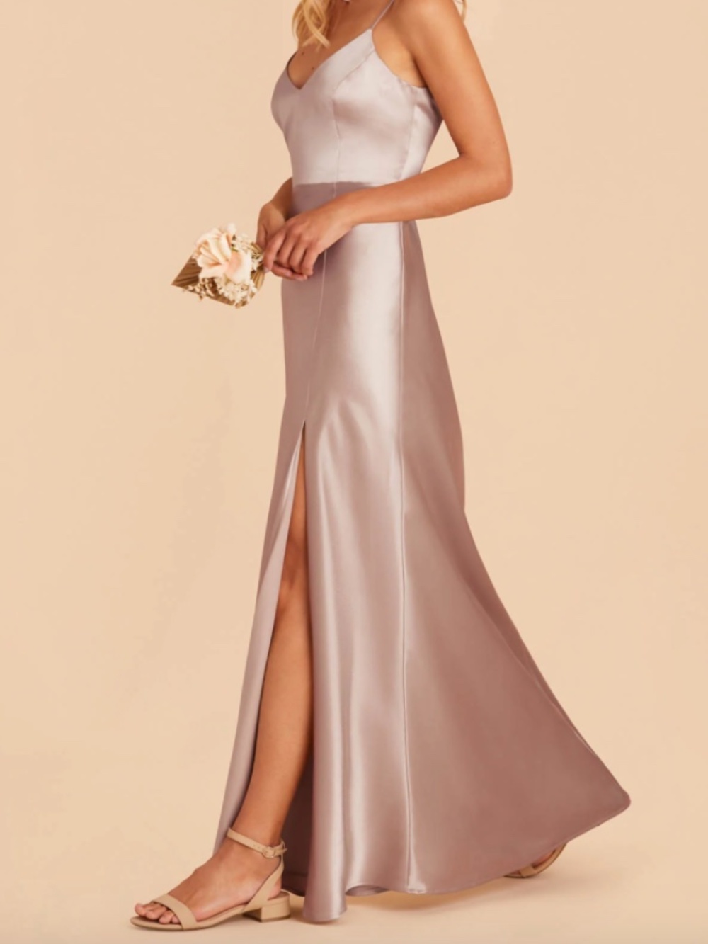 Jay Satin Dress in Taupe